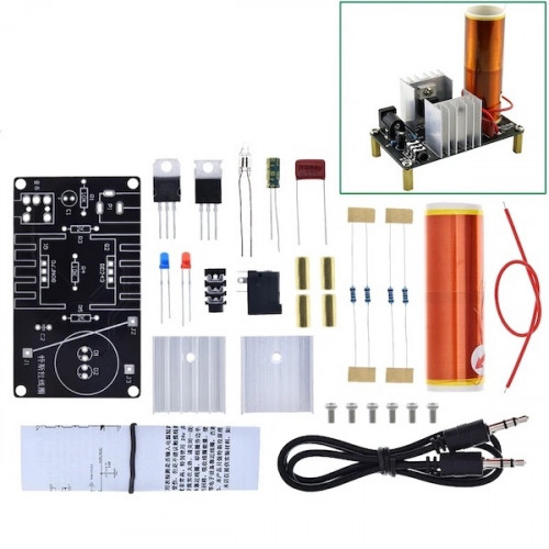Mini Tesla Coil 15W — музыкальный плазменный динамик и передатчик энергии (DIY набор, DC 15–24V)