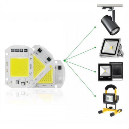 COB LED модуль с драйвером, AC 220В, 10/20/30/50Вт, для прожектора