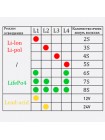 Универсальный индикатор уровня заряда Li-ion / LiFePO4 / свинцово-кислотных АКБ, 2S–8S