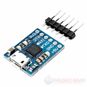 Переходник USB-UART на базе CP2102, USB micro, 6pin