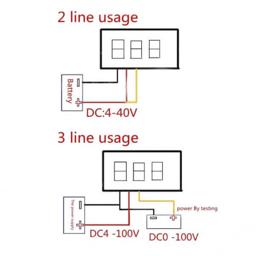 Встраиваемый вольтметр с цифровым дисплеем 0,28 дюйма, DC 0-100V (116122)