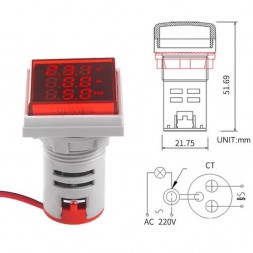 Амперметр Вольтметр Частотометр AC 100A AD101