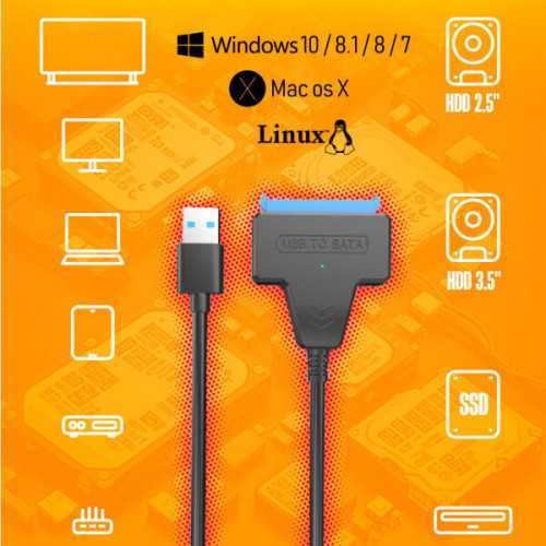 Переходник USB 3.0 для SATA жестких дисков 2.5" и 3.5" с питанием S10