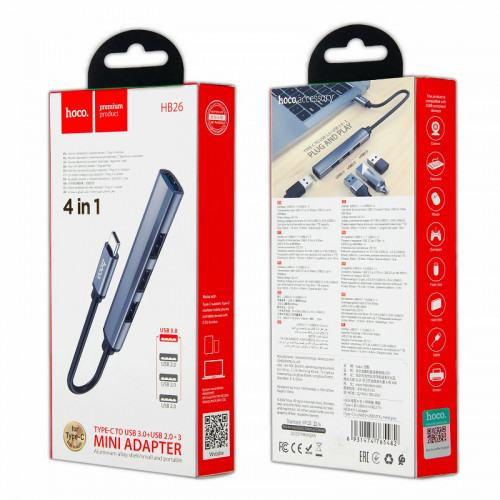 USB хаб (разветвитель) USB 2.0/3.0 Hoco HB26