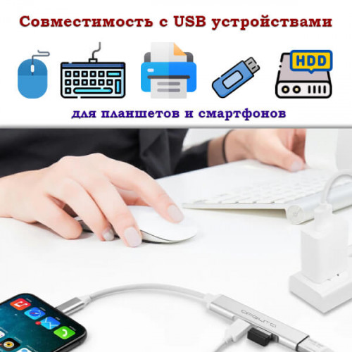 Lightning хаб (концентратор) USB с подзарядкой Орбита OT-PCR19