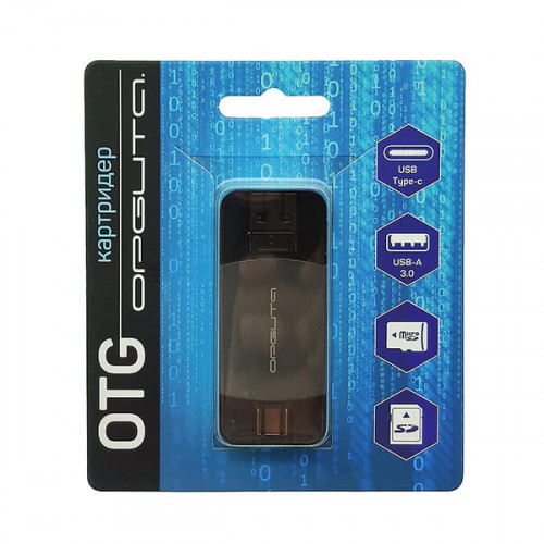 Кардридер USB-C + USB-A 3.0 + microUSB для карт памяти TF/SD и USB флешек Орбита OT-PCR25