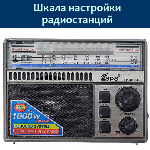 Радиоприемник+MP3 плеер Fepe FP-308BT Bluetooth