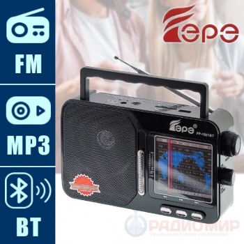 Радиоприёмник Fepe FP-1821BT с Bluetooth, 9 диапазонами, USB/SD и аккумулятором
