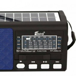 Радио Fepe FP-256BT-S | Bluetooth, MP3, солнечная зарядка