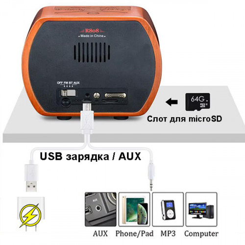 Ретро-радио с FM, Bluetooth и AUX 808-1