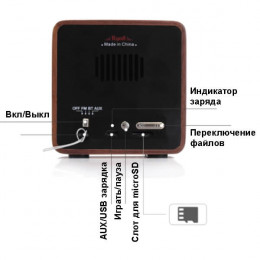 RETRO радиоприемник FM Bluetooth 3Вт, R908-1