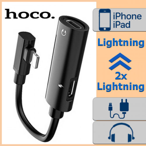 Адаптер Lightning 2-в-1 для наушников и зарядки Hoco LS18