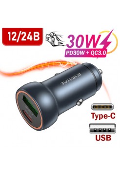 Зарядка в авто Type-C+USB, PD30W Borofone BZ32A