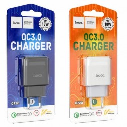 Сетевая зарядка 18Вт, USB, Hoco C72Q