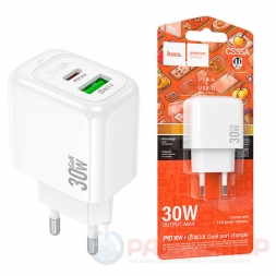 Сетевая зарядка 30Вт, USB-C + USB, Hoco CS55A
