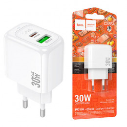 Сетевая зарядка 30Вт, USB-C + USB, Hoco CS55A