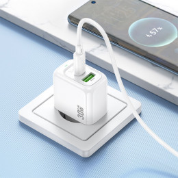 Сетевая зарядка 30Вт, USB-C + USB, Hoco CS55A