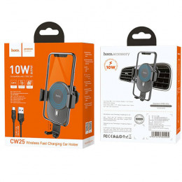 Зарядка в авто беспроводная, 10W, USB, Hoco CW25