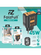 Сетевая зарядка 45Вт, USB-C + USB, FaizFull FC186