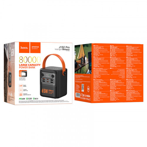Power Bank J152 Pro Tough 80000mAh — внешний аккумулятор 65W с фонарём и дисплеем