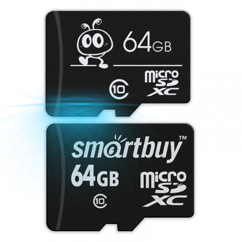 Карта памяти Smartbuy microSDXC 64GB Class 10 с адаптером