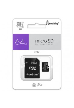 Карта памяти SD micro  64 Гб  Advanced U3 V30 (+адаптер) Smartbuy