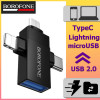 Адаптер USB 3-в-1 Borofone BV26D — Lightning, Type-C, Micro-USB