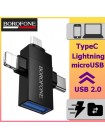 Адаптер USB 3-в-1 Borofone BV26D — Lightning, Type-C, Micro-USB