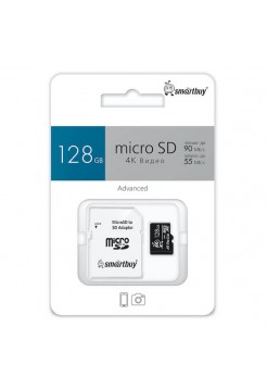 Карта памяти microSD 128Гб +адаптер Advanced U3 V30 (Smartbuy)