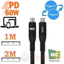 Type-C – Type-C, 1м | 2м, PD 60Вт, MoreChoice K83aa