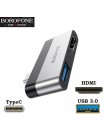 Переходник USB Type-C на HDMI + USB 3.0 Borofone DH2