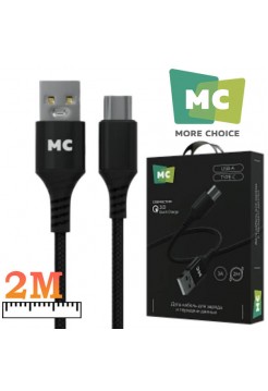 Кабель USB → Type-C, 2м, нейлон, More choice K69a