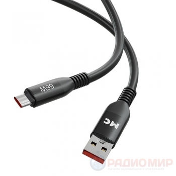 Кабель USB-A → Type-C More Choice K83a, 1м / 2м, силикон, до 6A, QC3.0, 66W
