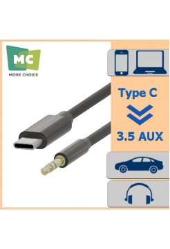Аудио кабель Type-C → 3.5 мм, 2 м, More choice UK24a (нейлон)