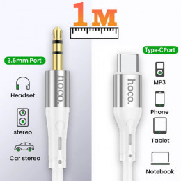 Аудио кабель Type-C → 3.5 мм, 1 м, Hoco UPA22 (силикон)