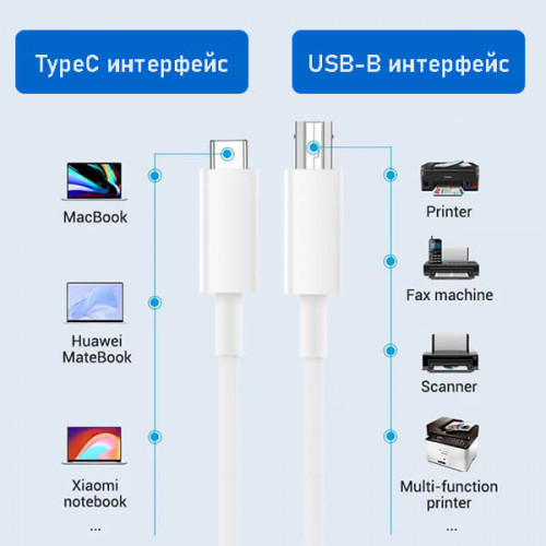 Кабель штекер Type C - штекер USB B OT-PCC29