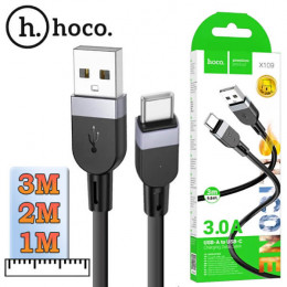 Кабель USB → Type-C, 1м | 2м | 3м, силикон, Hoco X109, силикон