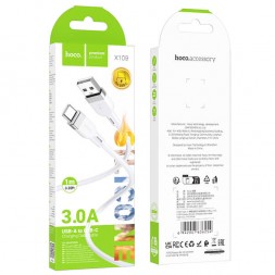 Кабель USB → Type-C, 1м, силикон, Hoco X109 белый