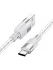 Кабель USB-A → Type-C Hoco X99 Crystal Junction, 1м, прозрачный силикон, до 3А