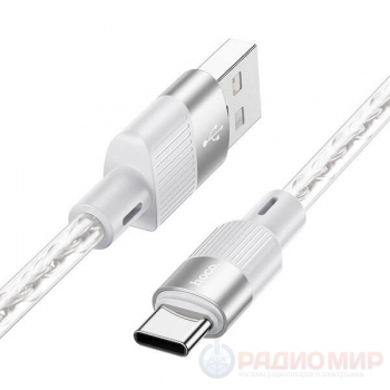 Кабель USB-A → Type-C Hoco X99 Crystal Junction, 1м, прозрачный силикон, до 3А