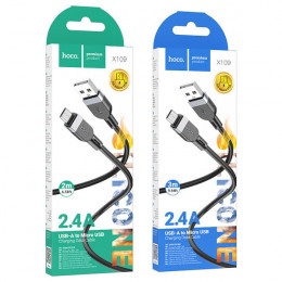 Кабель USB → USB micro, 1м | 2м | 3м, силикон, Hoco X109