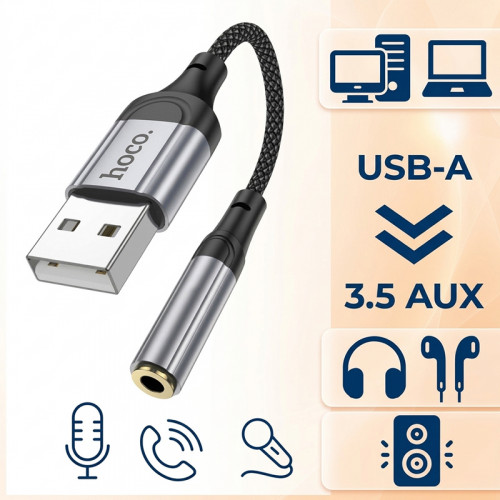 USB-аудиоадаптер Hoco LS36 USB-A → 3,5 мм